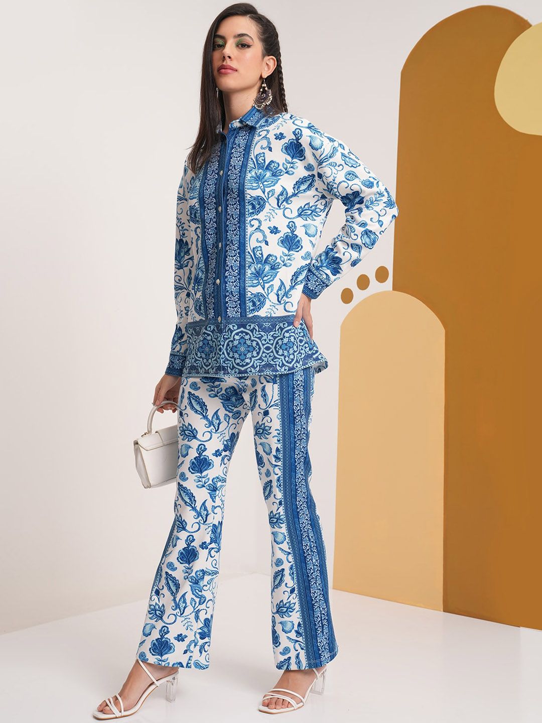 Vishudh Printed Shirt With Elasticated Palazzo Co-Ords