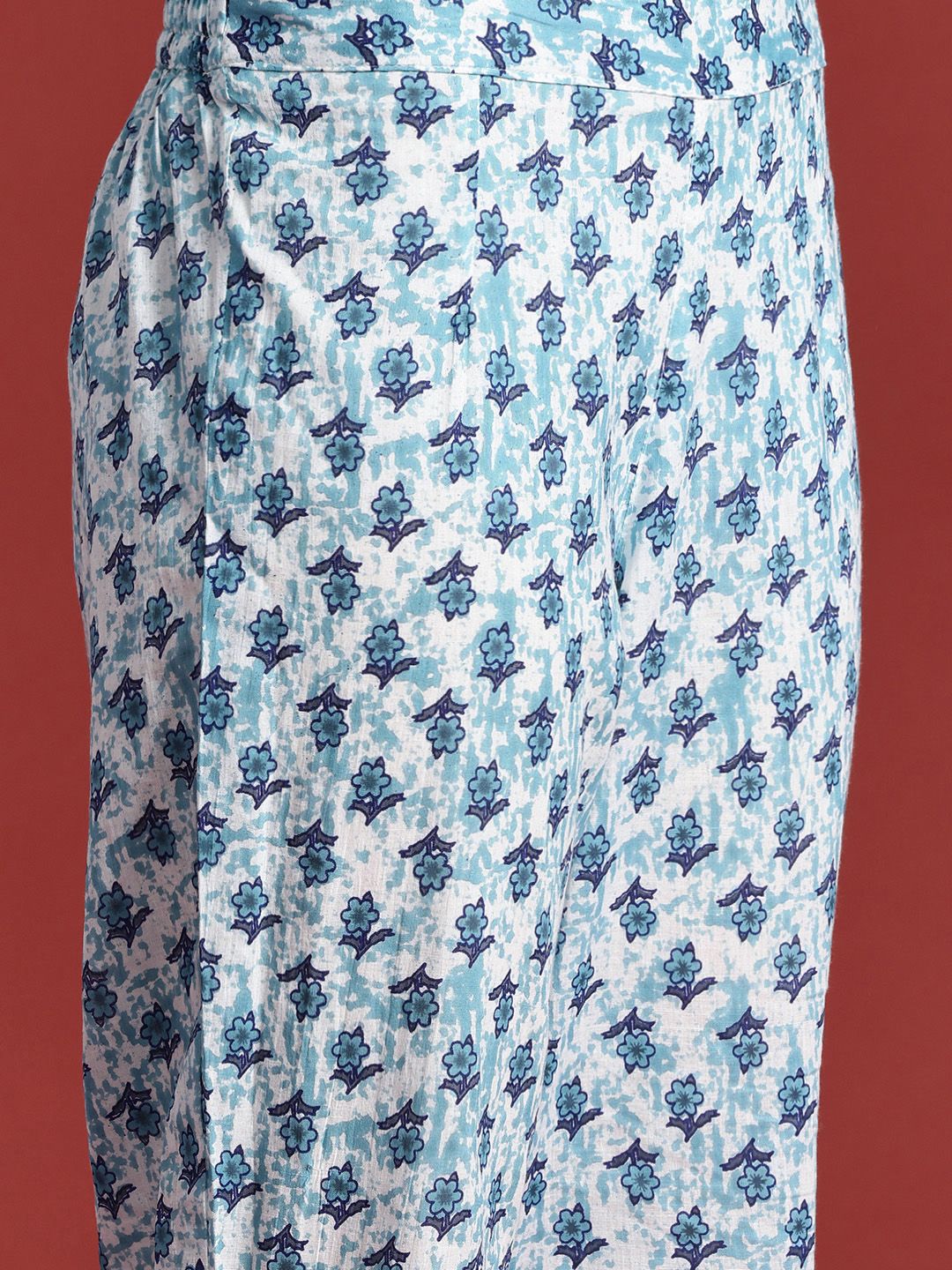 Anouk Floral Printed Pure Cotton Kurta With Trousers & Dupatta