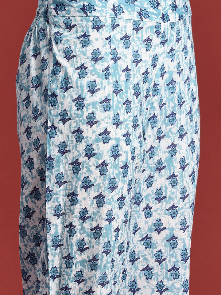 Anouk Floral Printed Pure Cotton Kurta With Trousers & Dupatta