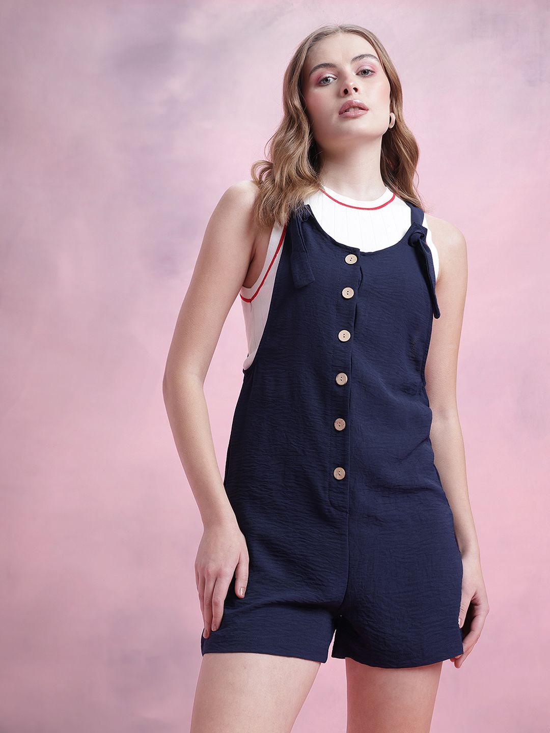 DressBerry Crinkled Tie-Up straps Jumpsuit