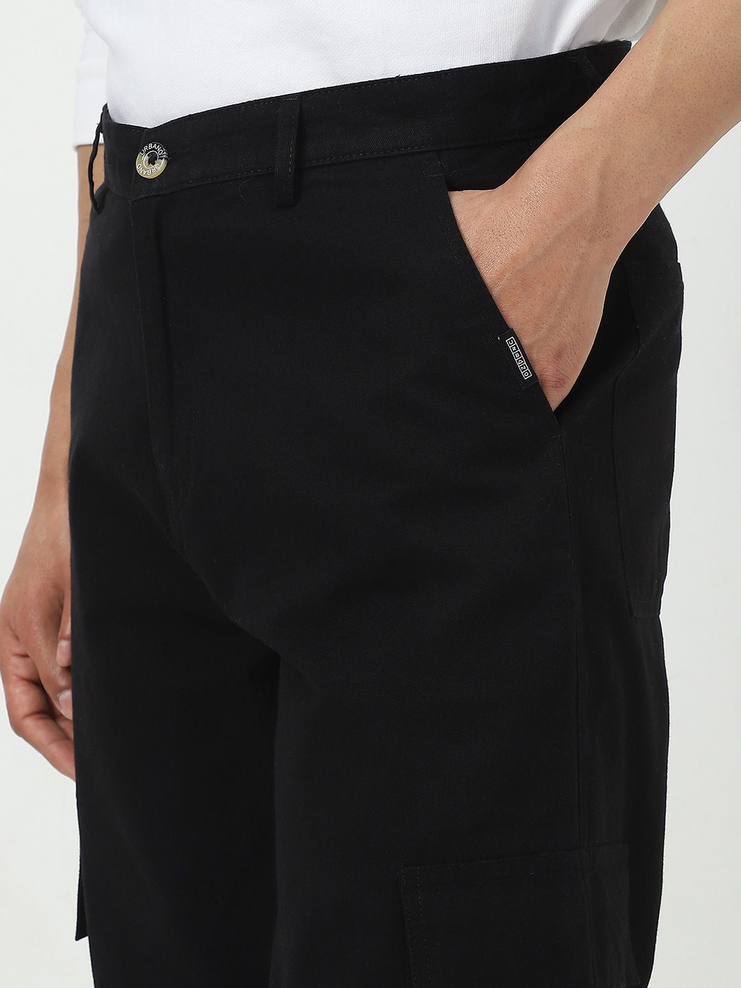 Urbano Fashion Men Loose Baggy Fit Solid Cargo Chino Pant with 6 Pockets Non-Stretchable