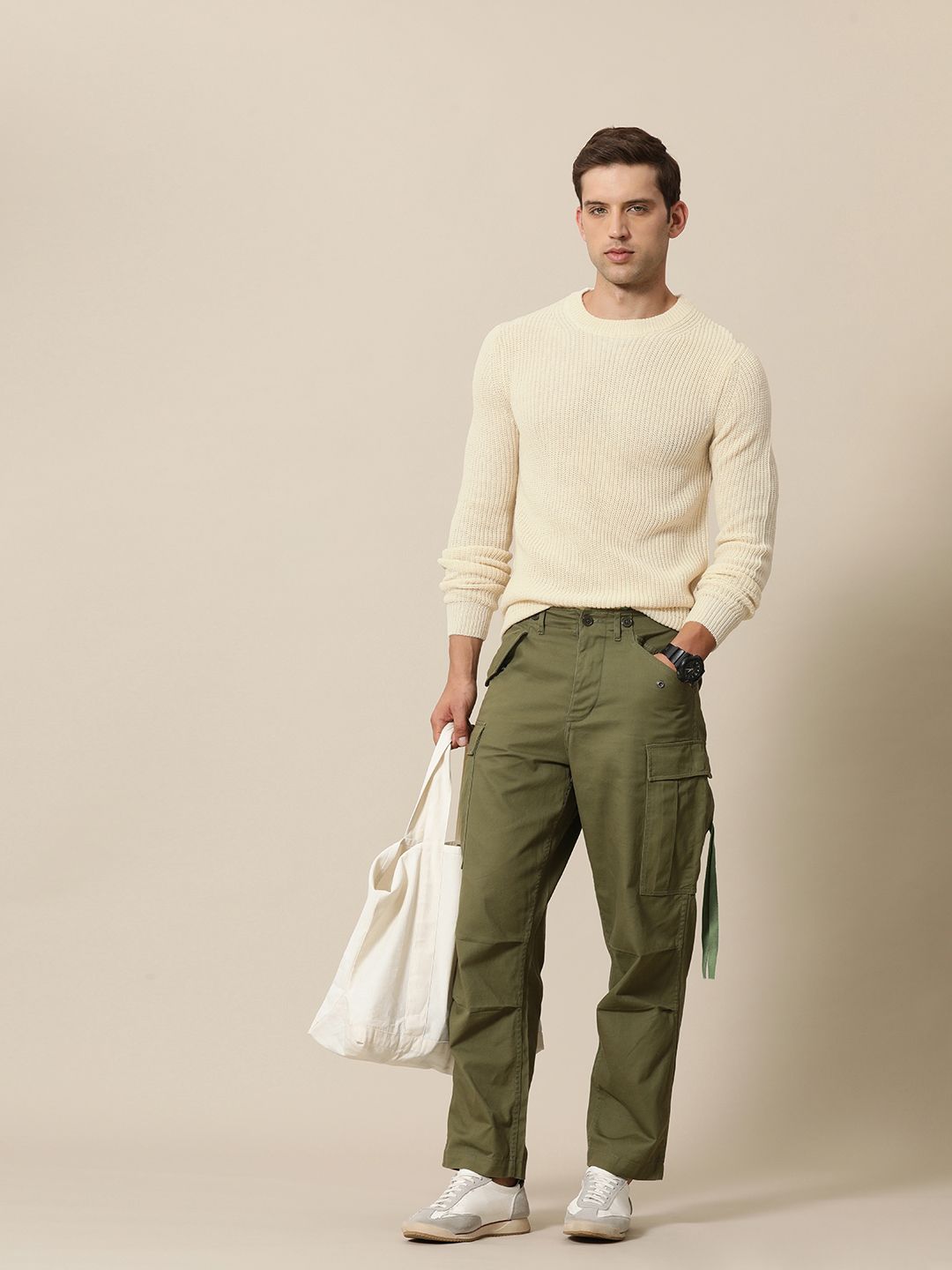 Mr Bowerbird Men Solid Ribbed Tailored Fit Pullover