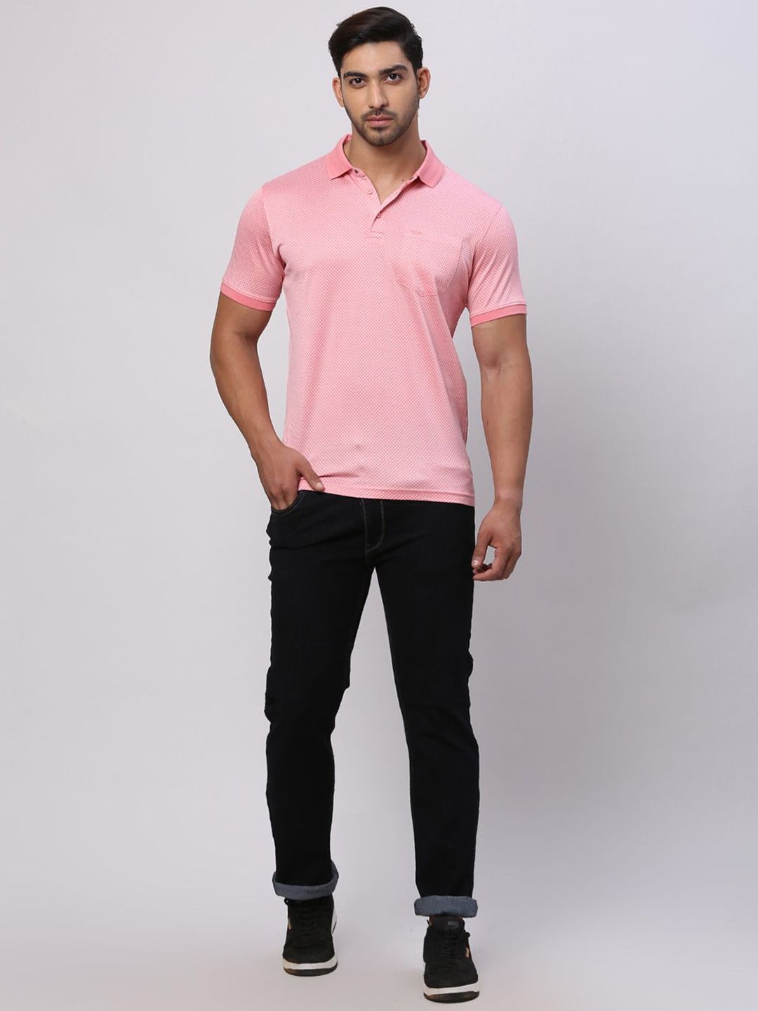 Park Avenue Men Polo Collar Pockets Slim Fit T-shirt