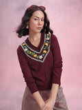 DressBerry Floral Embroidered Acrylic Pullover