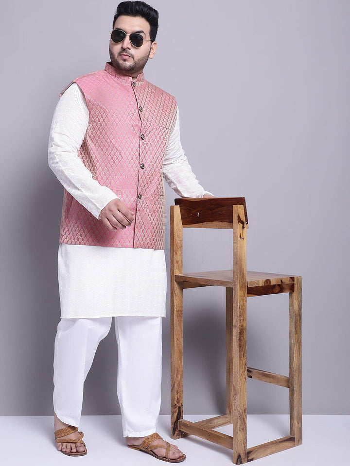 SOJANYA PLUS Self Design Pure Cotton Kurta With Pyjamas & With Nehru Jacket