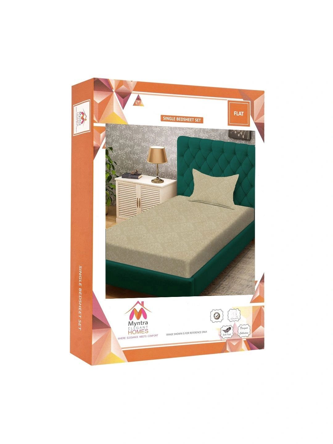 Myntra Elegant Homes Beige Floral 300 TC Single Bedsheet with 1 Pillow Covers