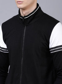 HIGHLANDER Men Black & White Colourblocked Sweatshirt