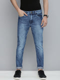 The Indian Garage Co Men Blue Slim Fit Mildly Distressed Light Fade Stretchable Jeans