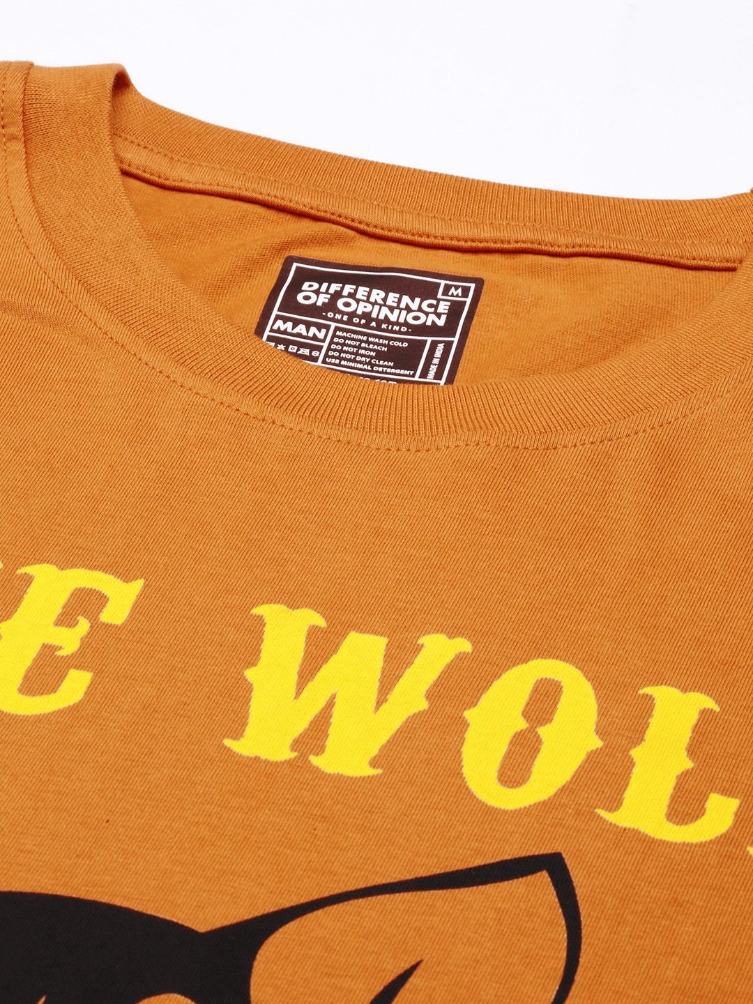 Difference of Opinion Men Tan Brown Printed Pure Cotton Loose Longline T-shirt