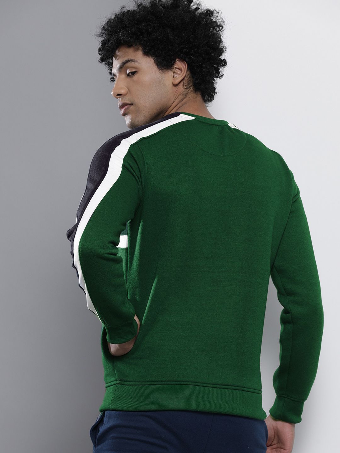 The Indian Garage Co Men Teal Colourblocked Sweatshirt