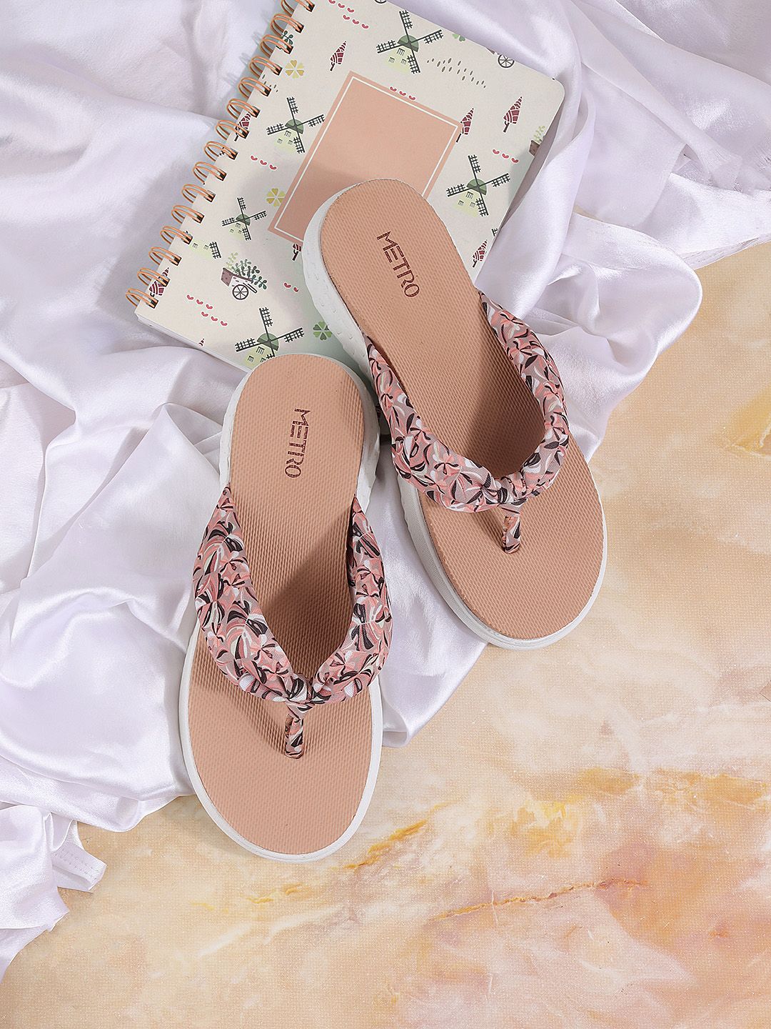 Metro Tropical Printed Open Toe Flats