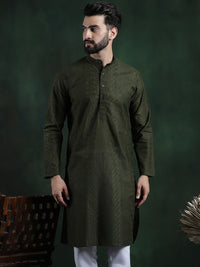 SOJANYA Ethnic Motifs Embroidered Mandarin Collar Thread Work Cotton Straight Kurta