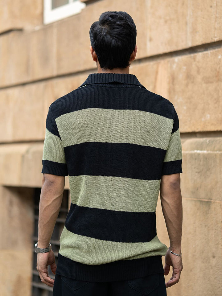 Powerlook Men Striped Polo Collar T-shirt