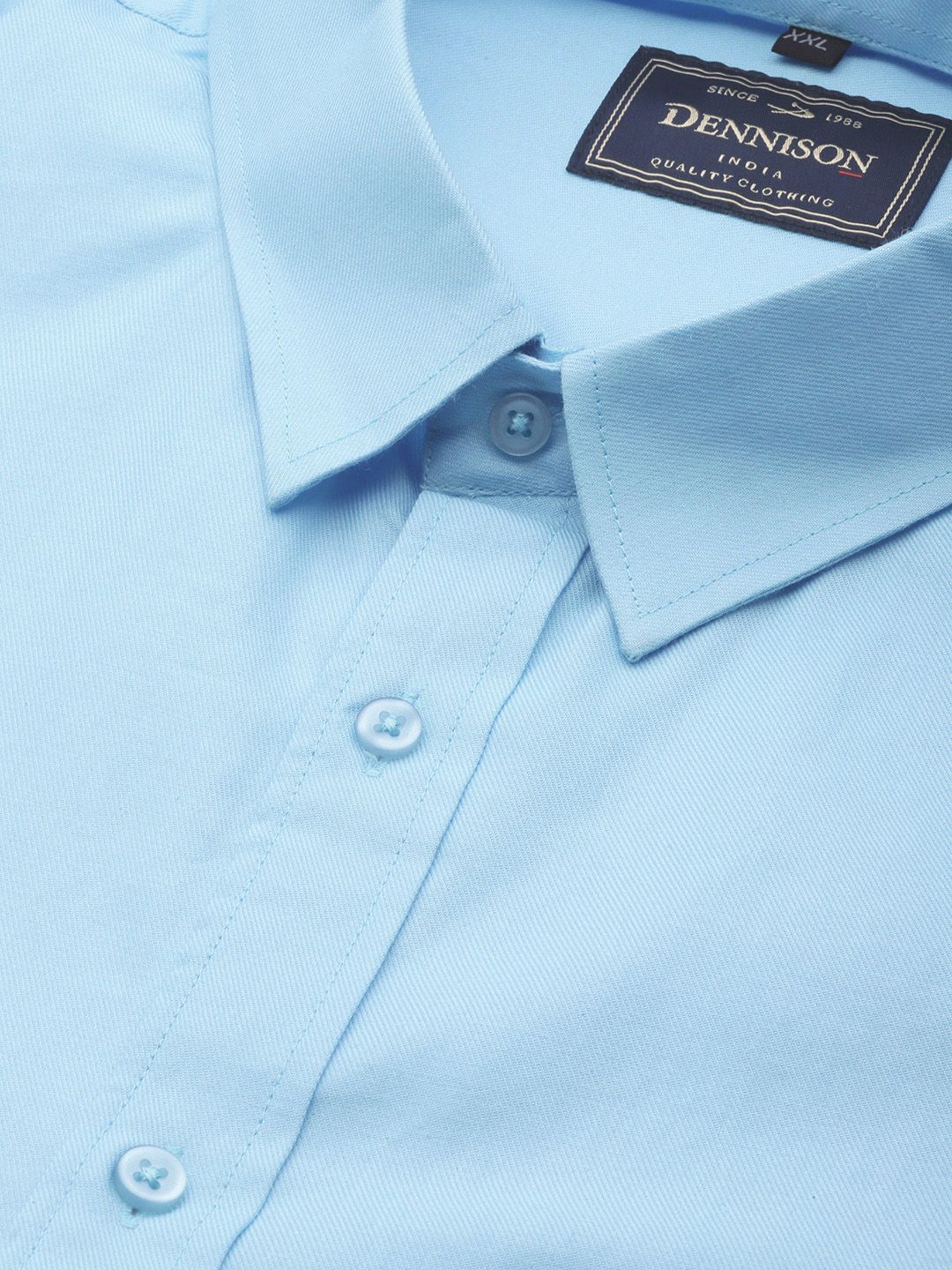 DENNISON Men Blue Smart Slim Fit Pure Cotton Solid Formal Shirt