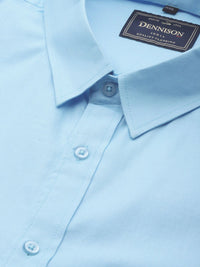 DENNISON Men Blue Smart Slim Fit Pure Cotton Solid Formal Shirt