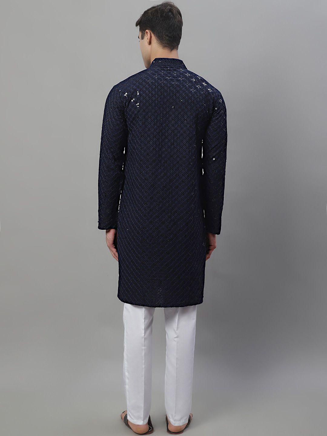 Jompers Geometric Chikankari Embroidered Kurta With Pyjamas