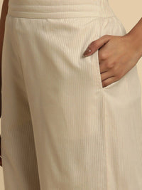 W Women Mid-Rise Pure Cotton Ethnic Parallel Trousers