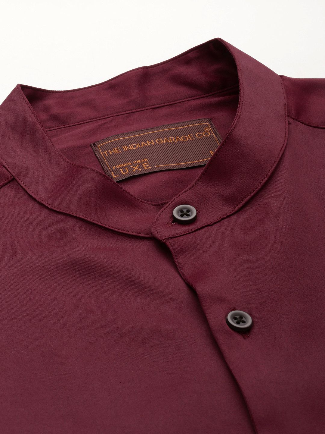 The Indian Garage Co. X Luxe Men Slim Fit Mandarin Collar Formal Shirt