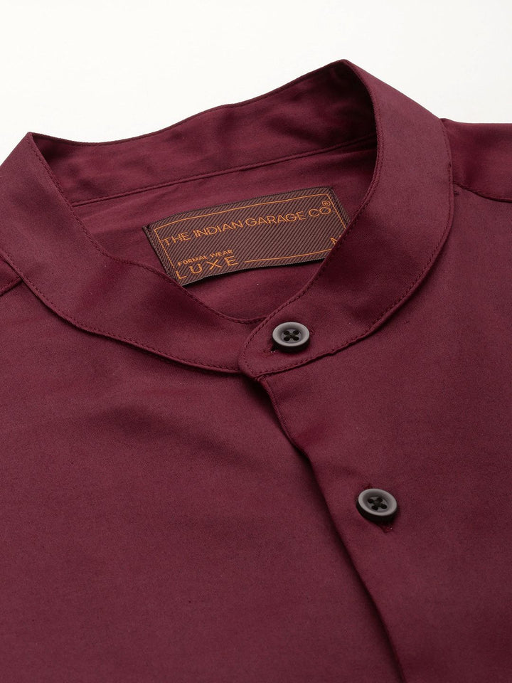 The Indian Garage Co. X Luxe Men Slim Fit Mandarin Collar Formal Shirt