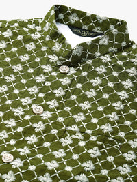 SOJANYA Men Golden Thread Work Kurta with Churidar & Nehru Jacket
