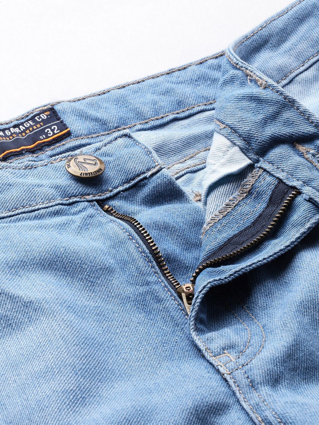 The Indian Garage Co Men Mildly Distressed Light Fade Jeans