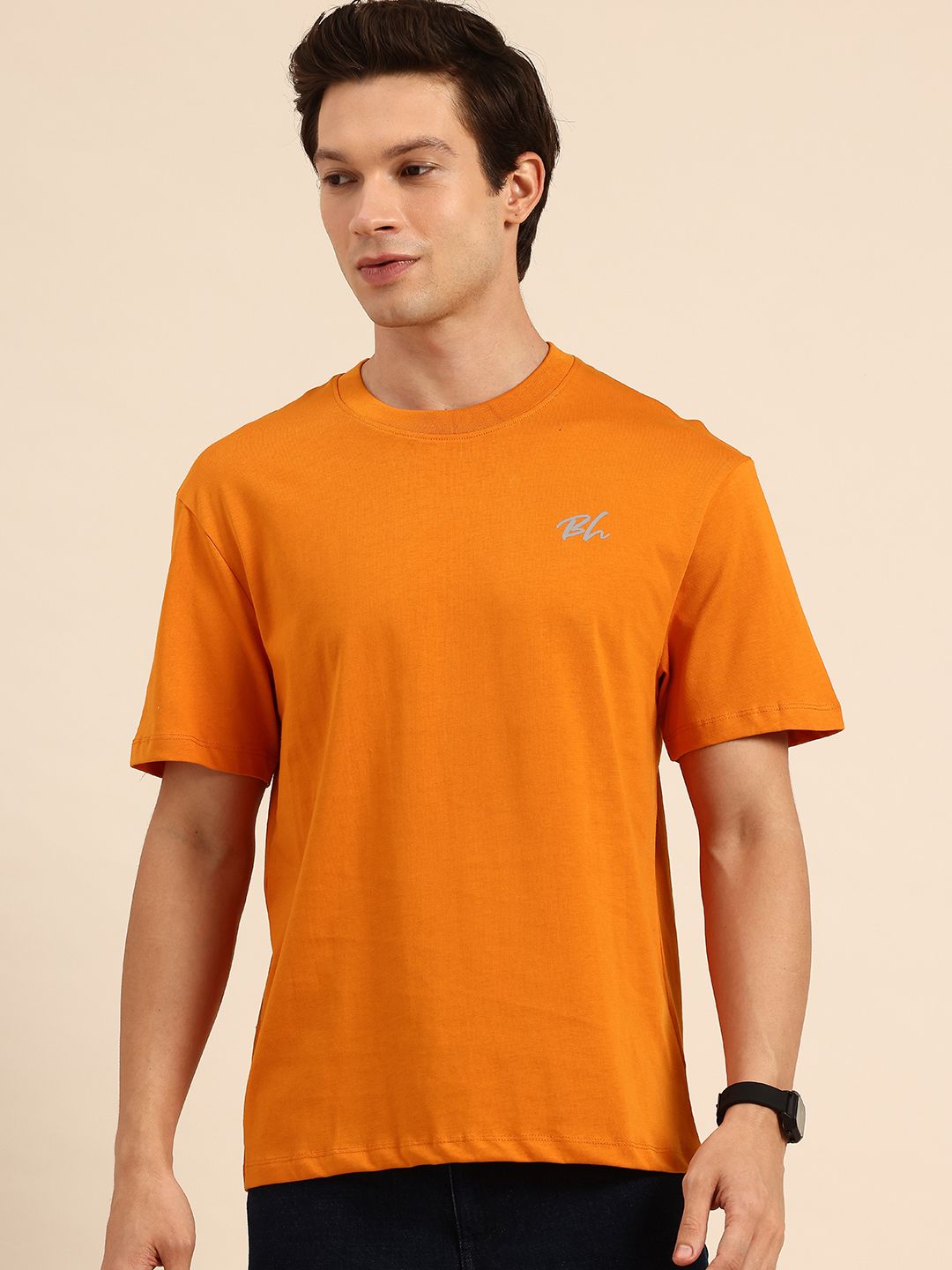 Being Human Brand Logo Printed Drop-Shoulder Sleeves Pure Cotton T-shirt
