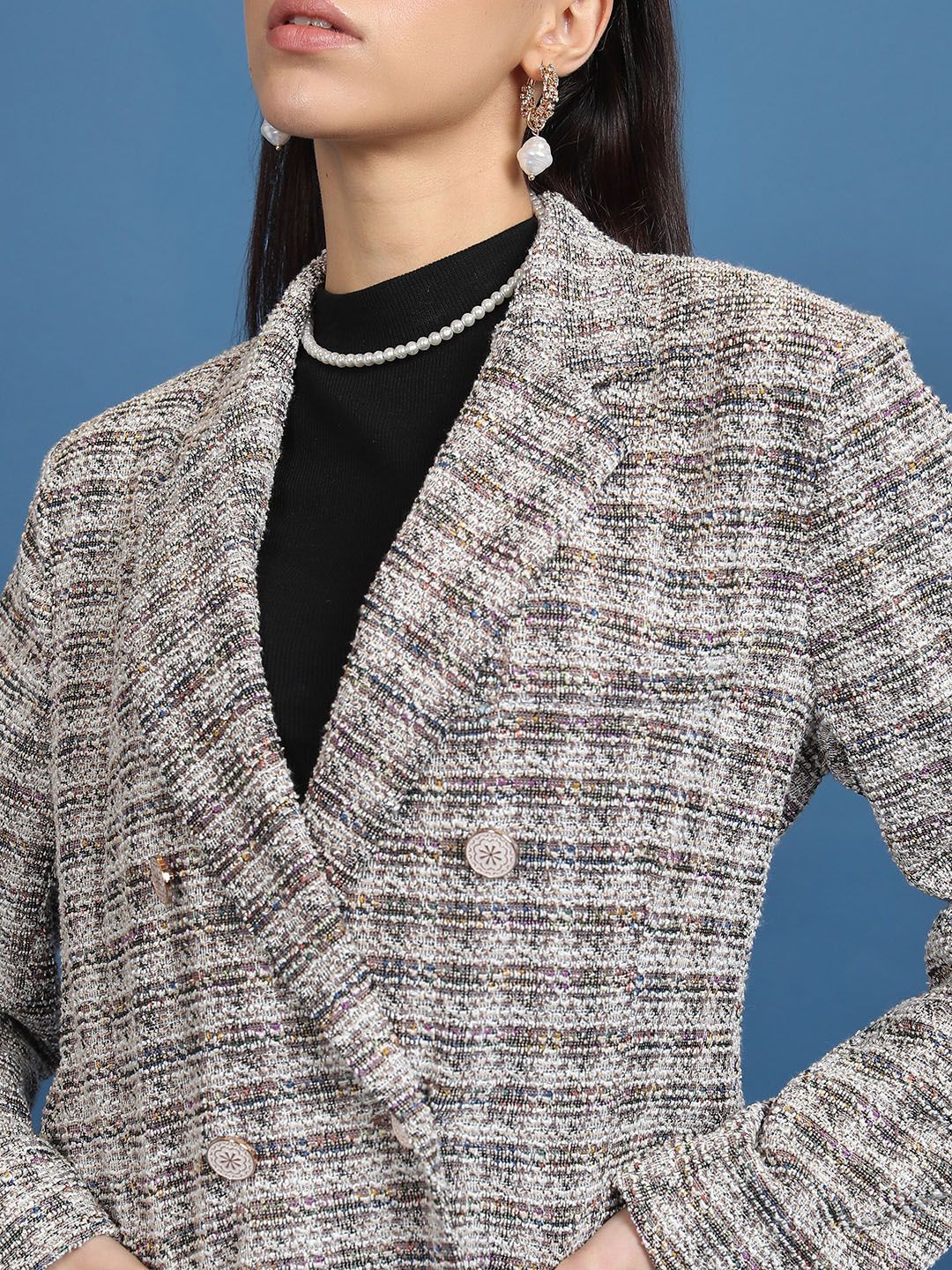 Tokyo Talkies Multi Long Blazer Wideleg Pant Co-Ord Set