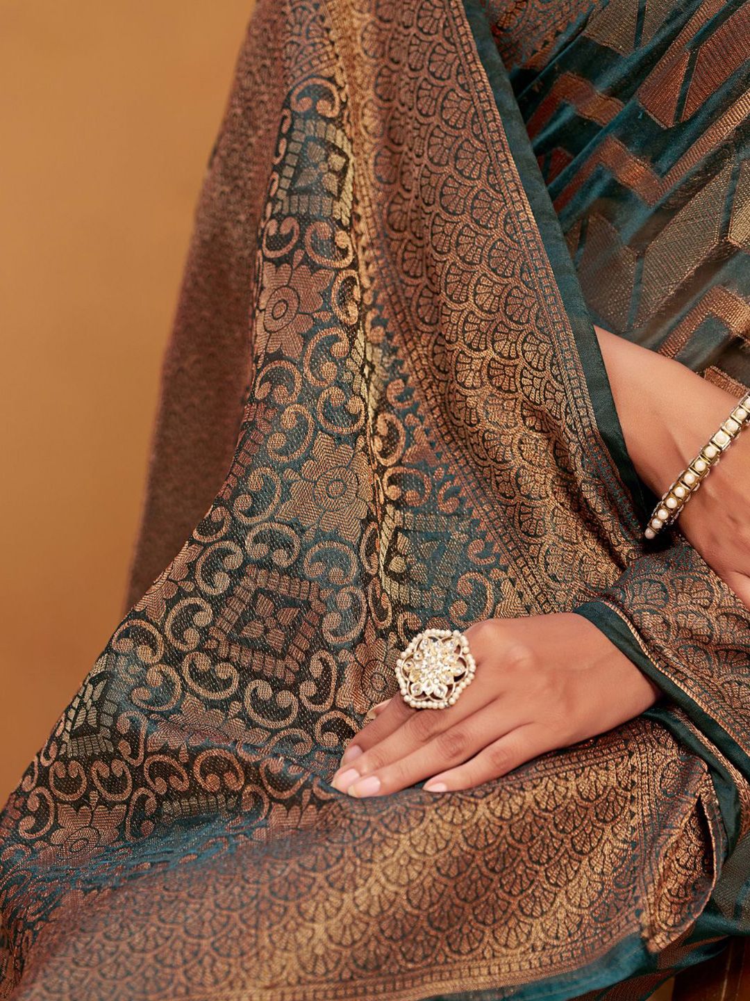 KALINI Woven Banarasi Organza Silk Saree with Blouse Piece