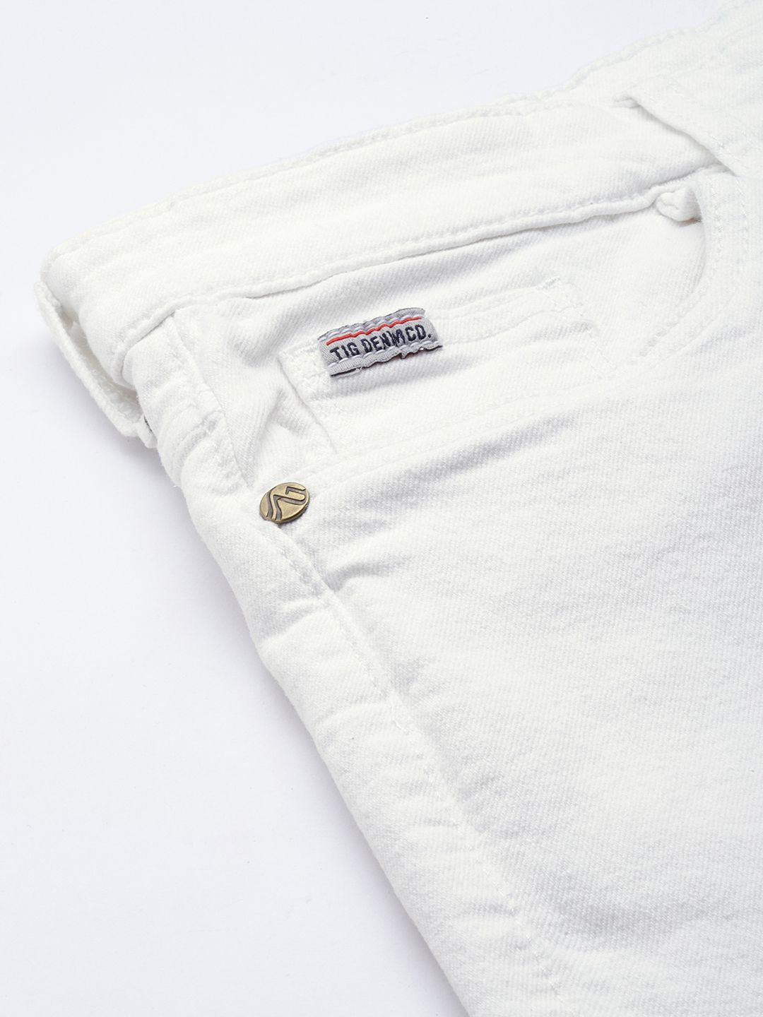 The Indian Garage Co Men White Distressed Slim Fit Shorts