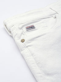 The Indian Garage Co Men White Distressed Slim Fit Shorts
