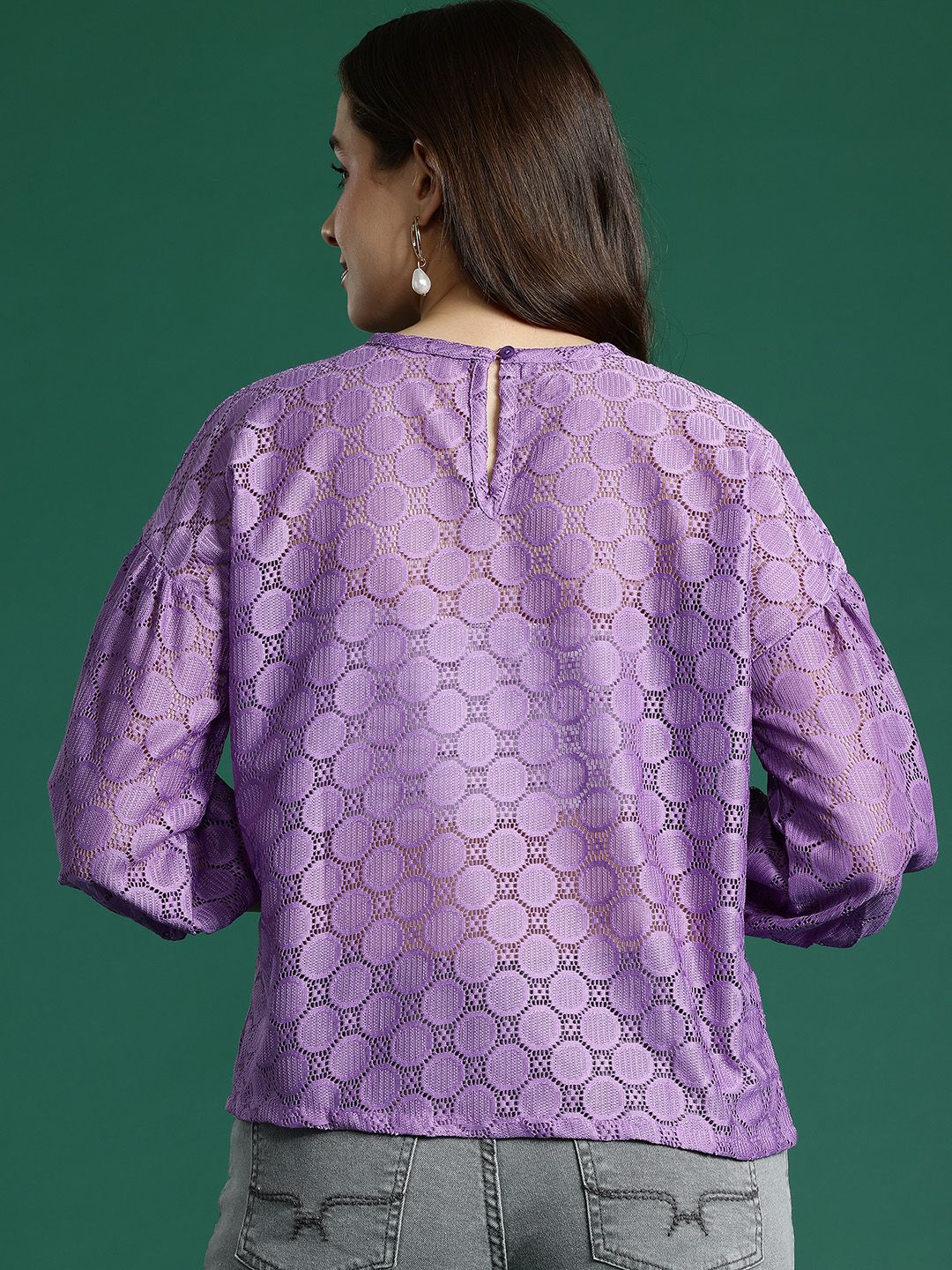 DressBerry Self Design Sheer Top