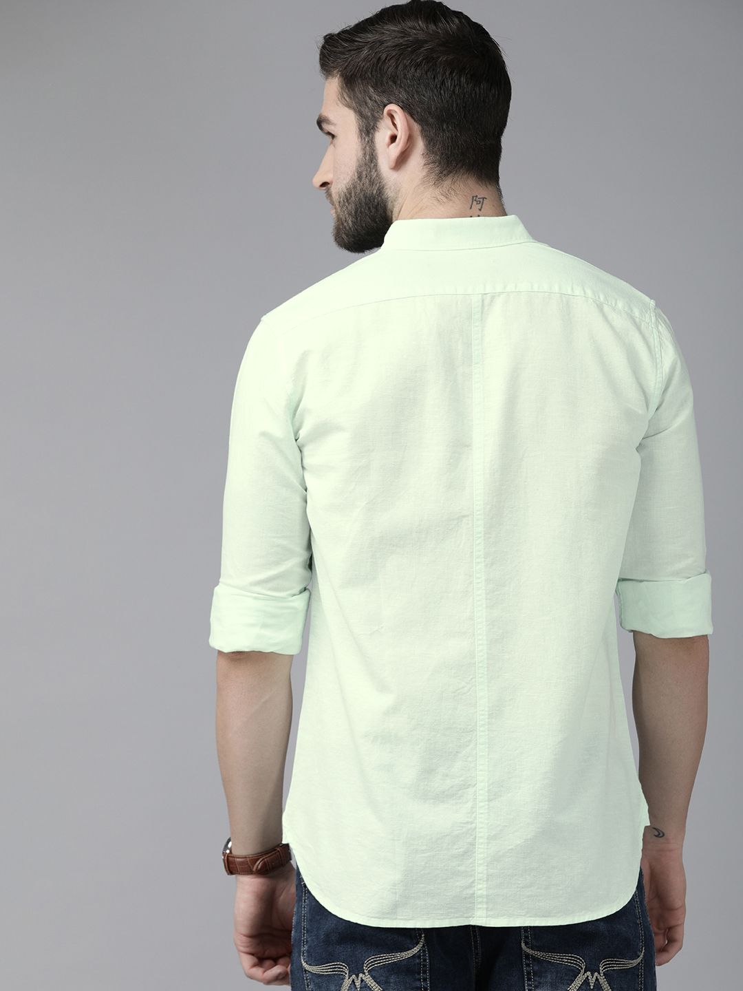 THE BEAR HOUSE Men Green Slim Fit Casual Shirt