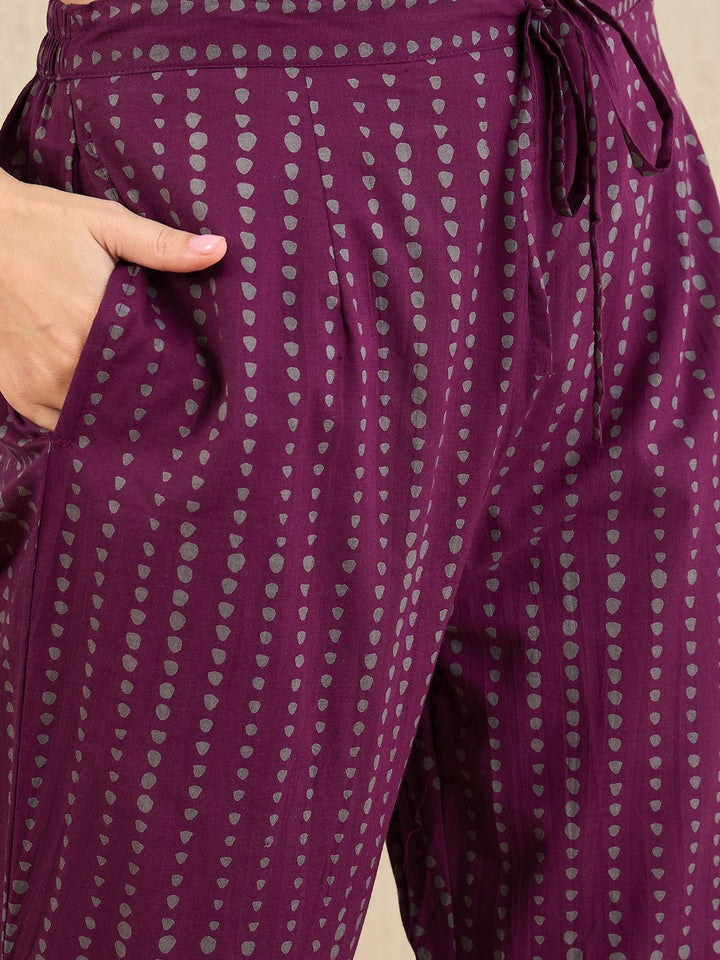 Indo Era Floral Printed Tie-Up Neck Pure Cotton Straight Kurta With Trousers & Dupatta