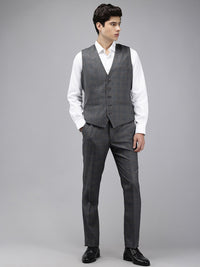 Park Avenue Checked Single Breasted Slim Fit 3-Peice Formal Suit