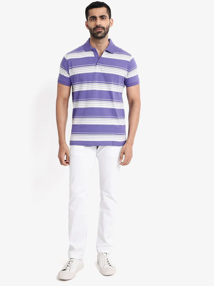 RARE RABBIT Men Rings-4 Slim Fit Solid Polo Collar Pure Cotton T-Shirt