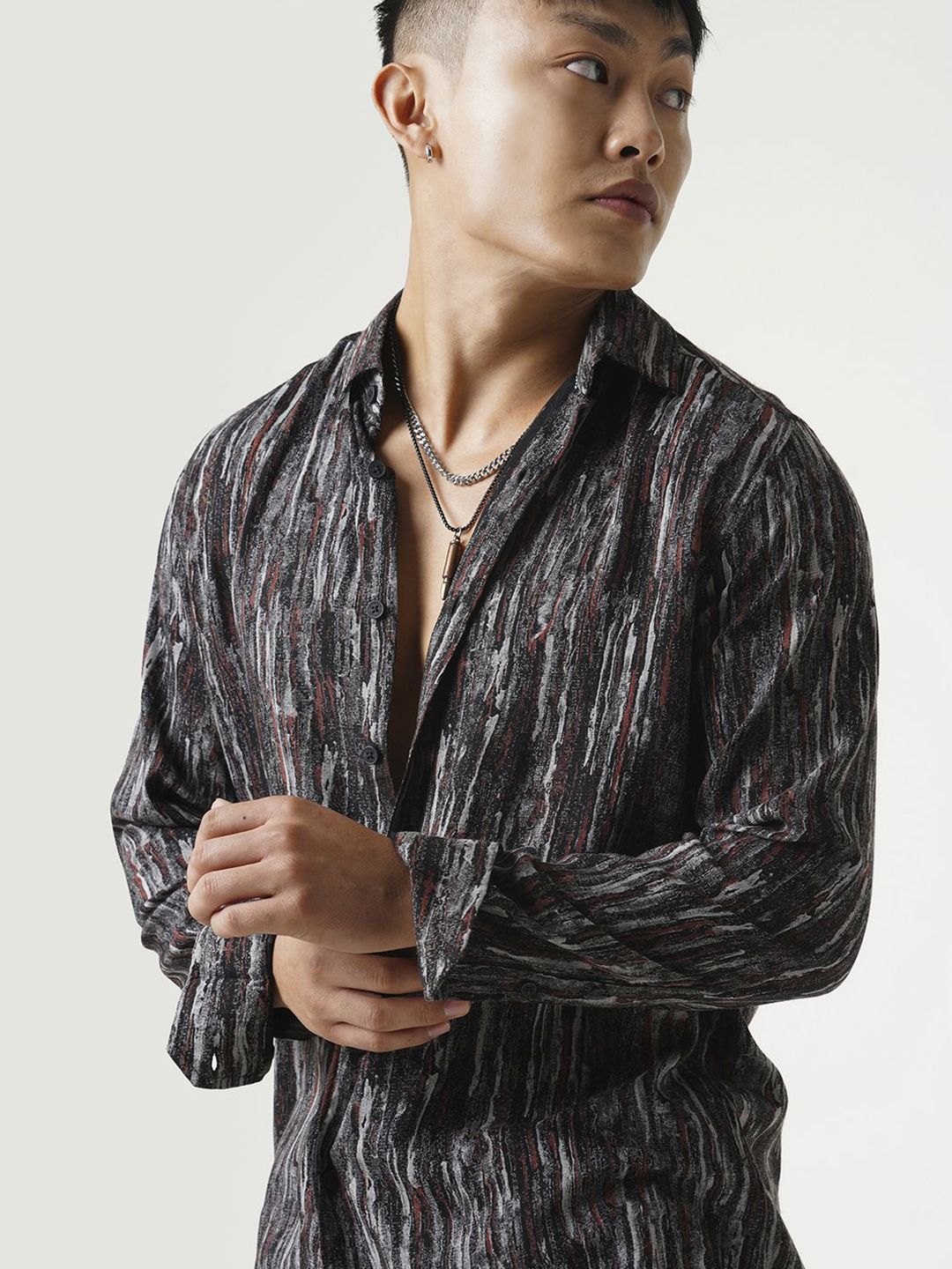 VASTRADO Men Classic Spread Collar Abstract Printed Slim Fit Casual Shirt