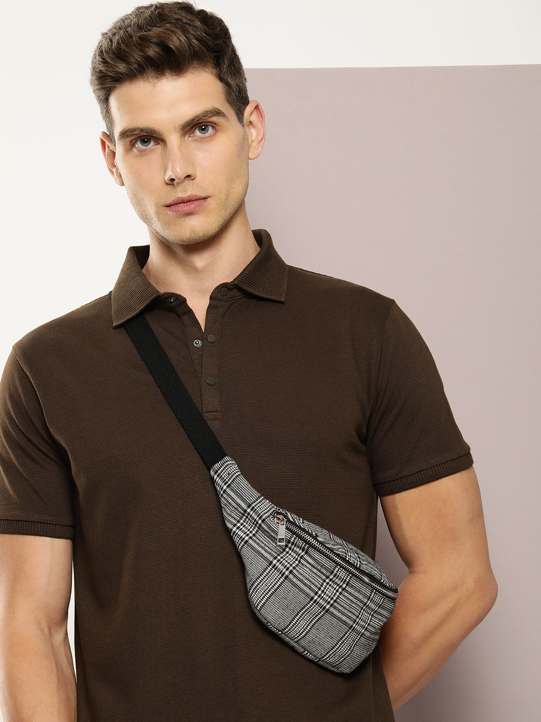 DILLINGER Men Polo Collar Honeycomb Structure T-shirt