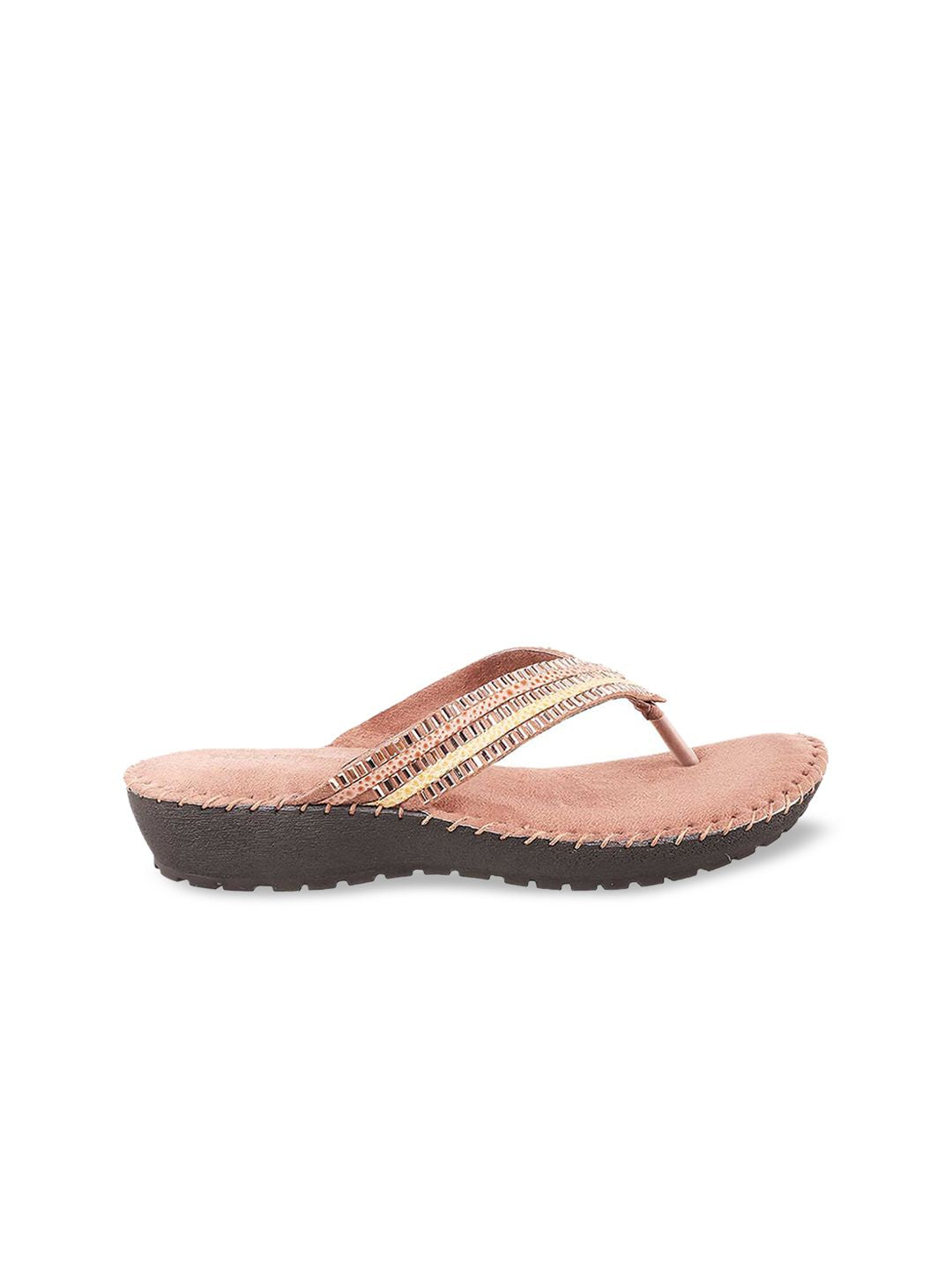 Mochi Women Mauve Embellished Open Toe Flats