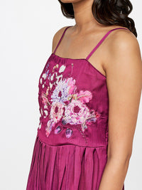 AND Women Magenta Floral Embellished A-Line Maxi Dress