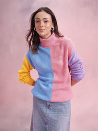 DressBerry Colourblocked Turtle Neck Pullover