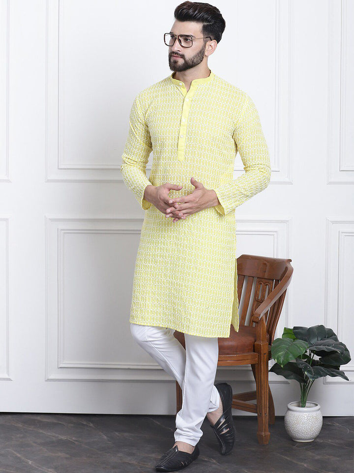 SOJANYA Motif Etnik Sulam Kurta Kapas Tulen