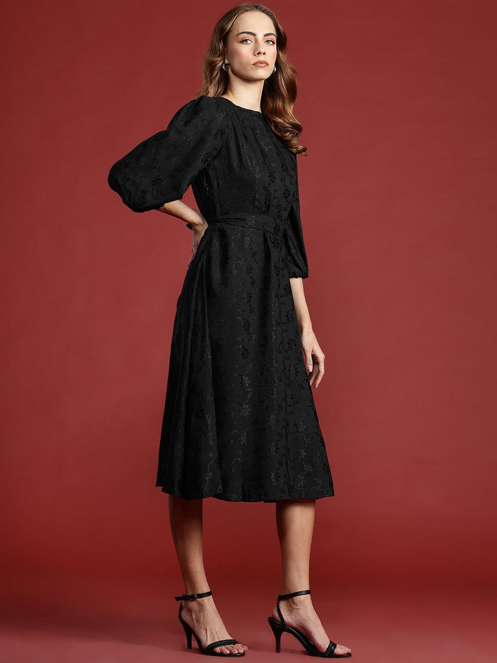 all about you Floral Puff Sleeve Fit & Flare Dress