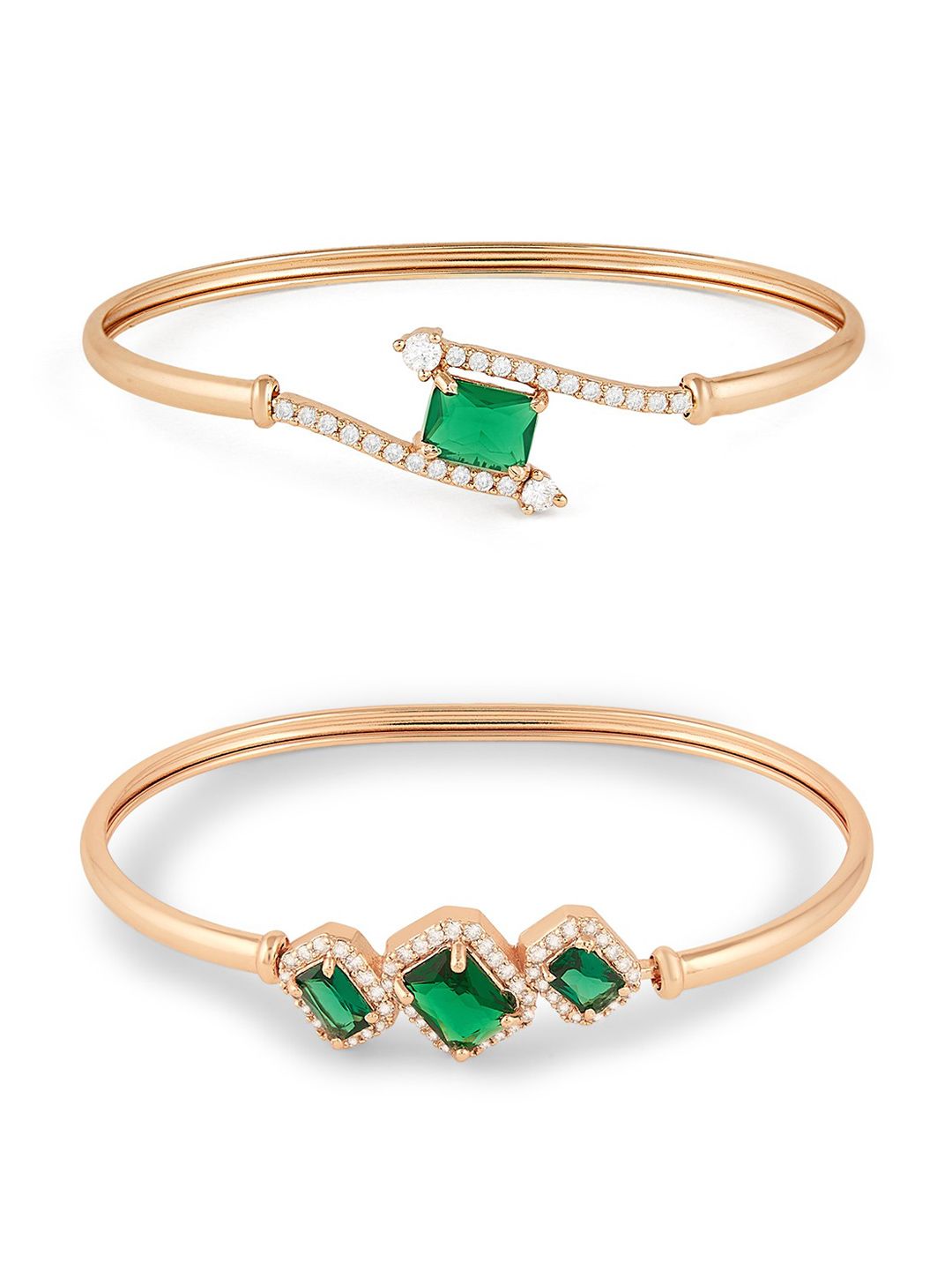 Set Mutiara Zaveri 2 Gelang Kada Bersalut Emas Cubic Zirconia Bersalut Emas