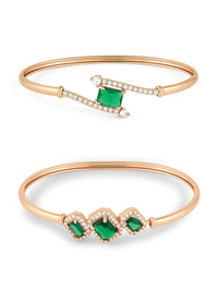 Set Mutiara Zaveri 2 Gelang Kada Bersalut Emas Cubic Zirconia Bersalut Emas