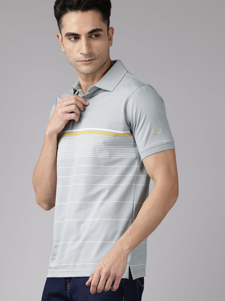 Park Avenue Striped Polo Collar Slim Fit T-shirt