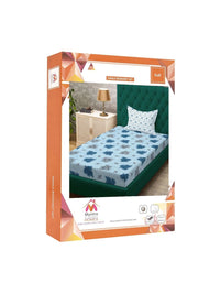 Myntra Elegant Homes Blue Floral 400 TC Single Bedsheet with 1 Pillow Covers