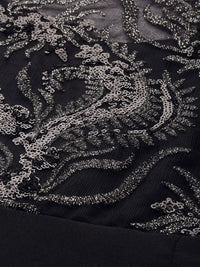 Athena Black Embellished Slit Sleeves Maxi Dress