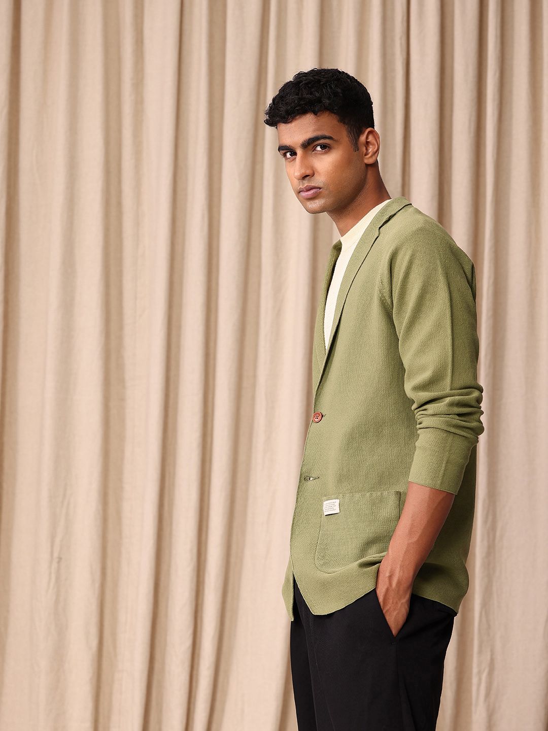 Mr Bowerbird Self Design Tailored Fit Single-Breasted Casual Blazer