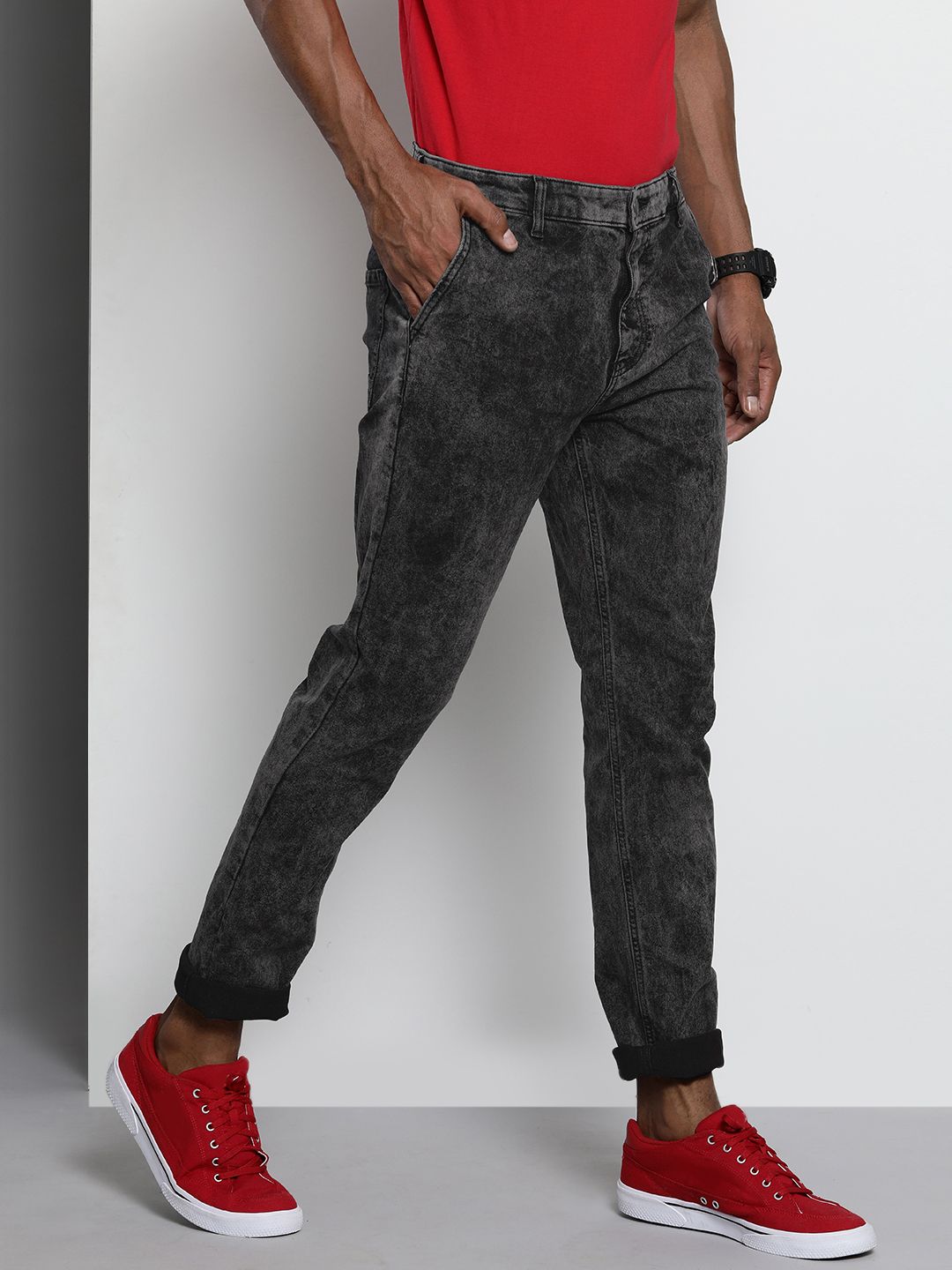The Indian Garage Co Men Black Slim Fit Stretchable Jeans
