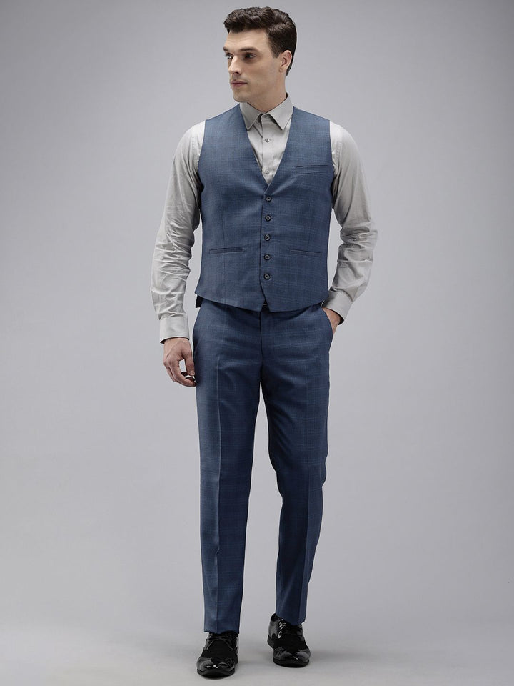 Park Avenue Checked Slim Fit  Single Breasted 3-Peice Formal Suit